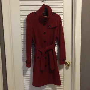 Burgundy Burberry Wool Coat US Size 4, UK Size 6